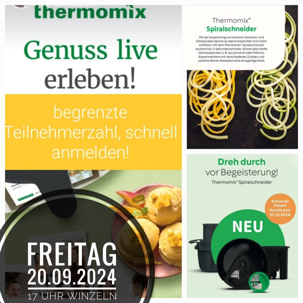 20. September 2024 um 17 Uhr Thermomix Spiralschneider live erleben